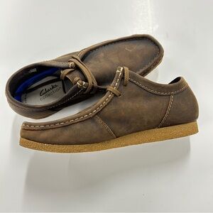 Clarks Collection Brown Leather Moc Toe Wallabee Oxford Casual Comfort Shoes